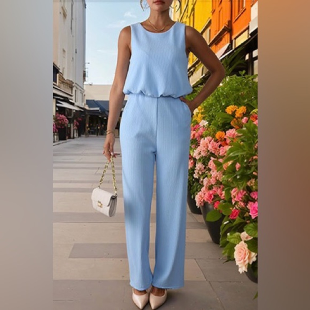 Cutout Back Ribbed Jumpsuit